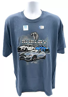 Stone Blue T-Shirt W/ Shelby Mustang GT500 KR Super Snake Cobra W/ Script Logo • $24.95