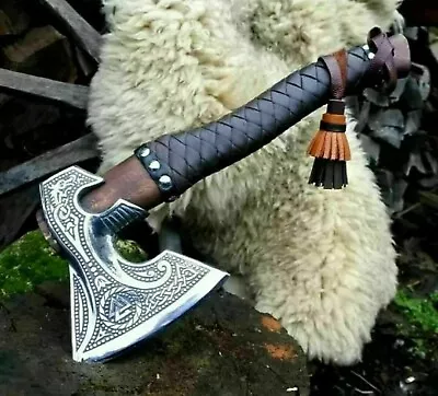 Medieval Axe Viking Axe Hand Forged Axe Men's Gift Camping HikingNS-10  • $70