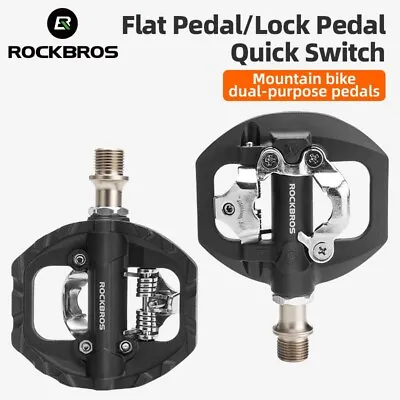 ROCKBROS Mountain Bike Single Side Flat/SPD Self-locking Pedals SPD Pedals • $29.63