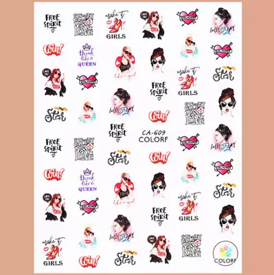 Nail Art 3D Stickers Decal Free Spirts Girls Heart Queen CA609 NS33 • $4.20