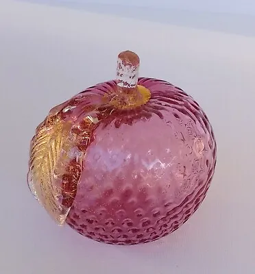 Vintage Murano Art Glass Apple Paperweight Sculpture Pink Red Gold Flecks 3.8  H • $34.95