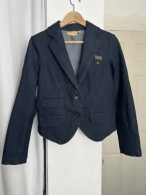 Princess Vera Wang Women Denim Blazer Junior Size Small Jean Jacket Cute Charms • $24.99