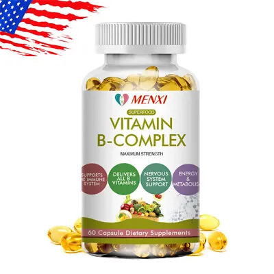 Vitamin B Complex 60 Capsules B1B2B3B5B6B7B9B12 Immune Support Pills • $11.16