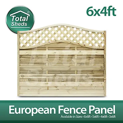 **Pack Of 5** European Fence Panel 6 X 4 Omega Decorative Lattice Top Tanalised • £480.63