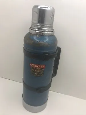 Vintage - Stanley Super Vac Thermos Vacuum Bottle Blue 1949 - No Cork - See Desc • $25