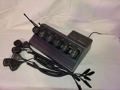 6 Motorola HT750 UHF  4 Channel   AAH25SDC9AA2AN With Gang Charger Hand Mics • $1600