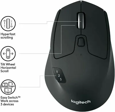 Logitech M720 TRIATHLON Wireless Mouse Multi Device Bluetooth And USB Unifying • £49.99