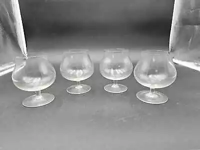 4 Vintage Clear Glass Low Footed Brandy Snifters 4 1/2  Tall • $19.95