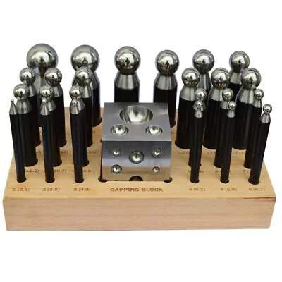 Doming Punch & Block Punch Set Of 25 Pcs On Wooden Base - Forming Shaping Kit • $45