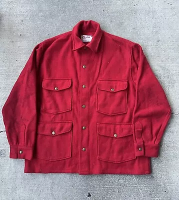 Vintage 50s Skyline Seattle Mens Red 100% Virgin Wool Jacket Cruiser Mackinaw 44 • $85