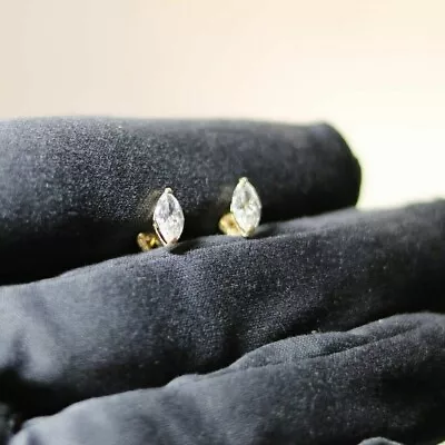 1Ct Marquise Lab-Created Diamond Women's Stud Earrings 14k Yellow Gold Plated • $62.99