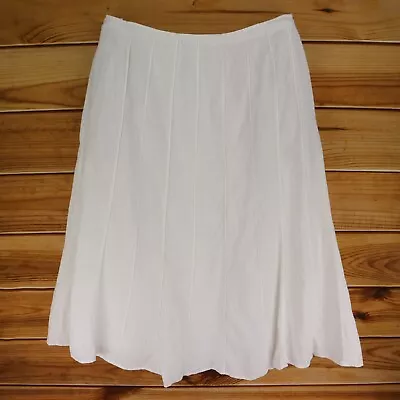 Relativity Pleated Skirt Lined Midi A-Line Womens Size 18W White 100% LINEN • $14.39