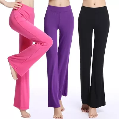 Women Yoga Dance Flare Leg Pants Comfy Modal Running Gym Casual Sweatpants • £18.67