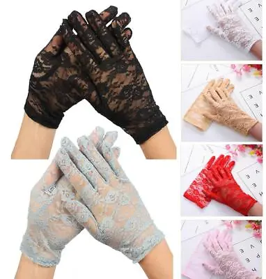 £4.19 • Buy Women Thin Fancy Short Lace Rose Flower Design Sun Proof Wrist Gloves