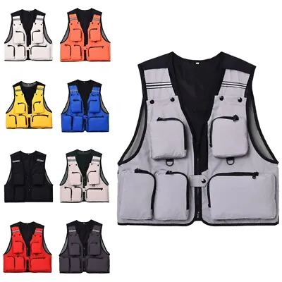 Mens Utility Vest Sleeveless Waistcoat Fisherman Hiking Fashion Multi Pocket • $26.69