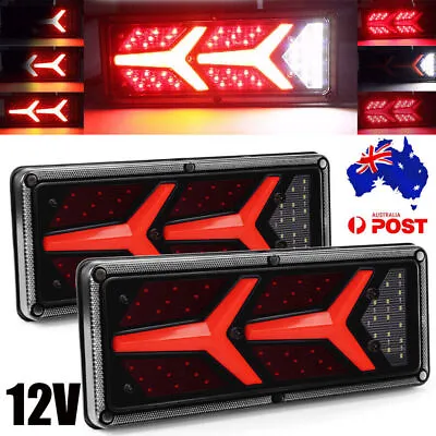 $29.89 • Buy Pair 12V LED TRAILER LIGHTS TAIL LAMPs STOP DYNAMIC INDICATOR 4WD 4X4 CAMPER UTE