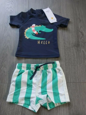 £7.99 • Buy M&s Marks & Spencer Blue Mix Sun Safe Baby 2 Piece Swim Set Age 0-3 Months