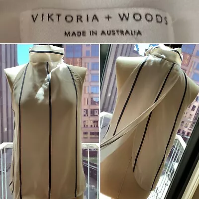 VIKTORIA + WOODS High Neck Stripes Sleeveless Top Size S (0) • $40