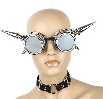 Steampunk Cyber Goggles 3  Large Aluminum Spike Punk Goth Rave Club Rockabilly • $18.99