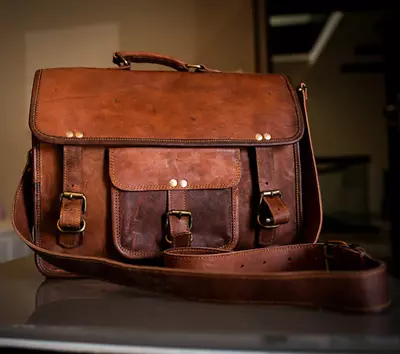 Personalized Handmade Vintage Leather Handbag Briefcase Men Shoulder Laptop Bag • $104.79