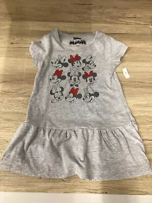 Adorable Girls Disney Jr. Gray Short Sleeve Minnie Mouse Dress - Size 3T  NWT • $4.50