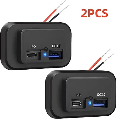 2pcs 12V-24V Dual Phone Fast Charger Adapter PD QC 3.0 USB Type C For Car  Truck • $15.99