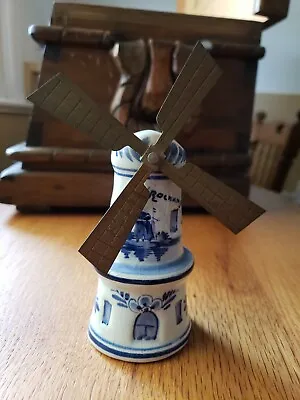  Porcelain 6  Rockmanje Windmill With Metal Blades. Delft? • $4.95