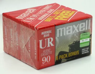 MAXELL UR 90 Audio Cassettes 6 Pack New Sealed Vintage NOS Normal Bias IEC Type1 • $9.95