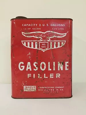 Vintage EAGLE No. 1002 Gasoline Filler 2 Gallon Red Metal Gas Can USA NICE! • $19.49
