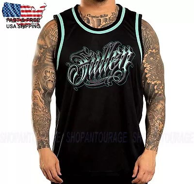 Sullen Acute Jersey Black SCM5552 New Premium Tattoo Skull Tank Top For Men • $32.99