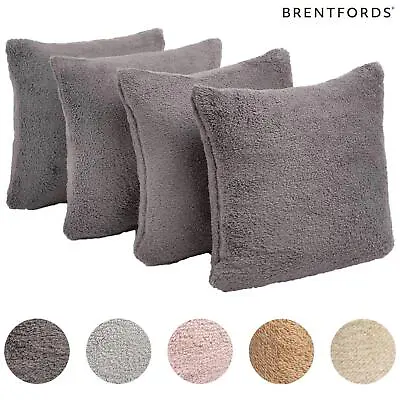 £9.99 • Buy Brentfords Teddy Fleece Pack Of 4 X Cushion Covers Set Sofa Plush - 18  X 18  UK