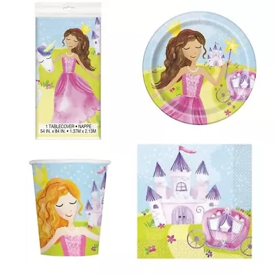 Pretty Magical Princess Party Set For 8 - Tablecloth Plates Napkins & Cups - New • £7.95