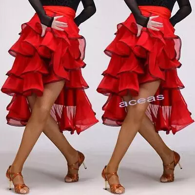 Women's Latin Cloak Skirts Rumba Samba Cha Cha Dance Performance Ballroom Dress • $44.51