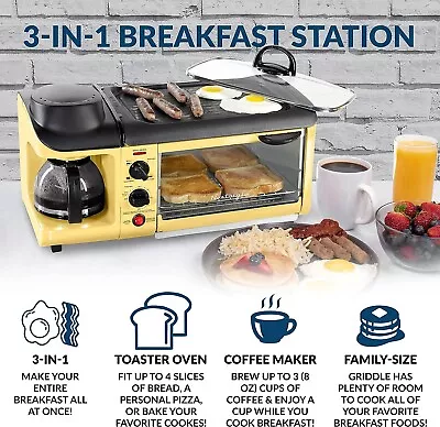 3-in-1 Breakfast Station With Coffee Maker Non-Stick Griddle* Dorm *Tiny Home • $164.99