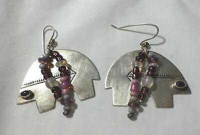 Jb Platero Southwest Sterling Bear Earrings W Sugalite Stones Size 2   Fishhook • $99