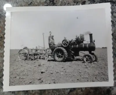 Old Farmer Working On The Farm Riding His Steam Engine Tractor Vintage Photo • $19.99