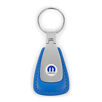 Mopar Blue Leather Teardrop Key Chain Fob – Mopar Omega M Logo • $18.99