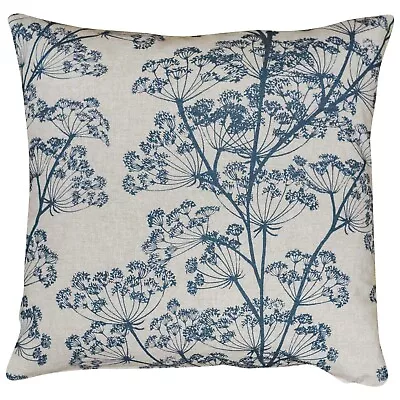 Cow Parsley Cushion. Denim Blue Cottagecore Floral & Botanical Design. 17x17  • £20.99