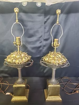 Two Vintage Chapman Urn Lamps Brass And Iron Apple Basket • $636