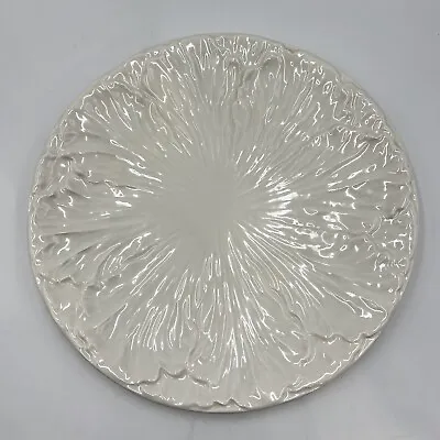 Whittier Pottery Large Cabbage Serving Plate Tray Leaf Off White Vintage 1978 • $29.99
