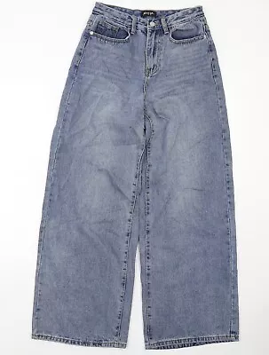 Nasty Gal Womens Blue Cotton Wide-Leg Jeans Size 6 Regular Zip • £6.50