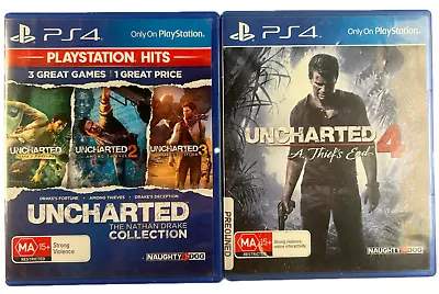 Uncharted Collection 123 & 4 (PlayStation 4) Nathan Drake & A Thief's End- PS4 • $29.99