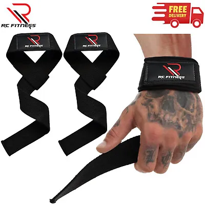 Weight Lifting Straps Gym Wrist Wraps Padded Training Extra Grip Support • £4.39