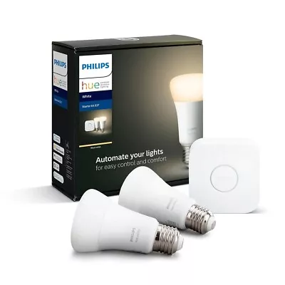 Philips Hue Wi-Fi Bluetooth Starter Kit W/Bridge E27 LED Light Bulb Warm White • $95