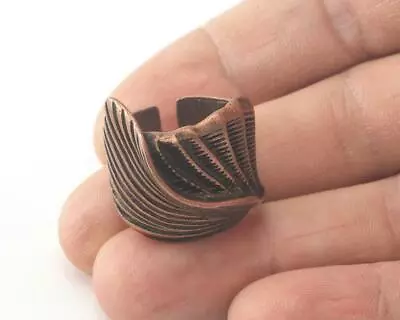 Leaf Adjustable Ring Antique Copper Plated Brass 8US Nature Natural Wavy  • $2.90