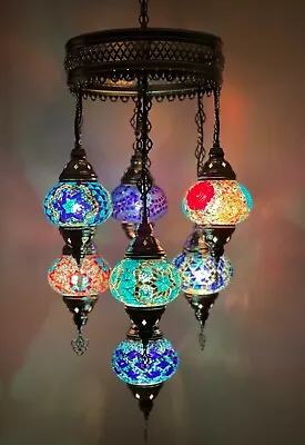 £149.98 • Buy Turkish Moroccan Glass Mosaic Hanging Lamp Ceiling Light Chandelier