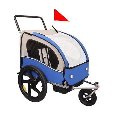 Collapsible 2 Seat Bicycle Bike Trailer Jogger Pet Dog Cat Stroller Kid Children • $169.99