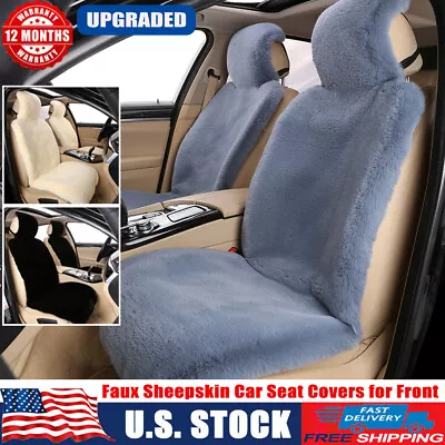 Faux Sheepskin Seat Covers For Car SUV Truck Van Automotive Front Seat Fuzzy Fur • $84.10