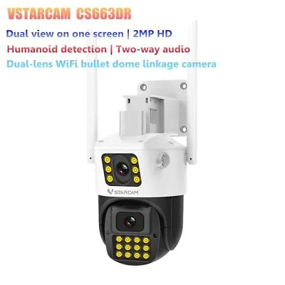 Hot Dual-Lens WiFi Bullet Dome Linkage Camera 2MP HD Two-way Audio Zoom Camera • $69.99