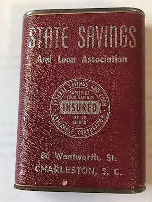 $16 • Buy Vintage Tin Coin Bank “State Savings & Lone” Charleston, SC  (1433)